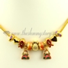 gold charms necklaces with european enamel big hole beads gold