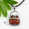 handbag rose quartz jade semi precious stone rhinestone necklaces pendants design A