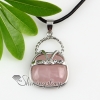 handbag rose quartz jade semi precious stone rhinestone necklaces pendants design C