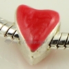 heart enamel european large hole charms fit for bracelets red