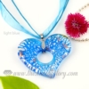 heart foil lampwork murano glass necklaces pendants jewelry light blue