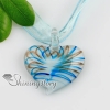 heart glitter lampwork murano italian venetian handmade glass necklaces pendants light blue