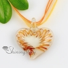 heart glitter lampwork murano italian venetian handmade glass necklaces pendants orange
