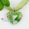 heart glitter lampwork murano italian venetian handmade glass necklaces pendants green