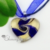 heart glitter swirled handmade murano glass necklaces pendants design A
