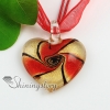 heart glitter swirled handmade murano glass necklaces pendants design B