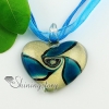 heart glitter swirled handmade murano glass necklaces pendants design F