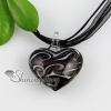 heart glitter swirled pattern lampwork murano italian venetian handmade glass necklaces pendants black