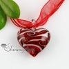 heart glitter swirled pattern lampwork murano italian venetian handmade glass necklaces pendants red