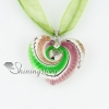 heart glitter swirled pattern murano glass necklaces pendant design A