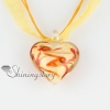 heart glitter with lines murano glass necklaces pendants yellow