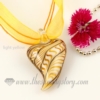 heart lines lampwork murano glass necklaces pendants jewelry light yellow