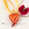 heart lines lampwork murano glass necklaces pendants jewelry orange