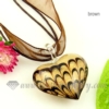 heart lines lampwork murano glass necklaces pendants jewelry brown