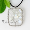 heart oblong round semi precious stone glass opal necklaces pendants design B