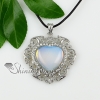 heart openwork glass opal tigereye turquoise agate rose quartz semi precious stone rhinestone necklaces pendants design C