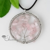heart round semi precious stone rose quartz necklaces pendants design B