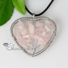 heart round semi precious stone rose quartz necklaces pendants design A