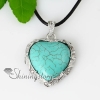 heart semi precious stone glass opal turquoise rose quartz jade necklaces pendants design A