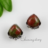 heart semi precious stone tiger's-eye rose quartz amethyst and rhinestone earrings stud ear pins design B