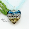 heart silver foil lampwork murano glass necklaces with pendants jewelry light blue