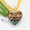 heart silver foil lampwork murano glass necklaces with pendants jewelry deep yellow