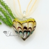heart silver foil lampwork murano glass necklaces with pendants jewelry yellow