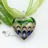 heart silver foil lampwork murano glass necklaces with pendants jewelry green