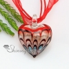 heart silver foil lampwork murano glass necklaces with pendants jewelry red