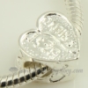 heart silver plated european charms fit for bracelets silver