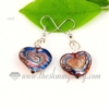 heart swirled lampwork murano glass earrings jewelry red