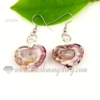 heart swirled lampwork murano glass earrings jewelry purple