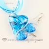 heart swirled venetian murano glass pendants and earrings jewelry light blue