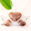 heart venetian murano glass pendants and earrings jewelry gray