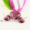 heart venetian murano glass pendants and earrings jewelry purple