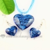 heart venetian murano glass pendants and earrings jewelry blue
