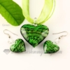 heart venetian murano glass pendants and earrings jewelry green