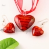 heart venetian murano glass pendants and earrings jewelry red