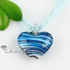 heart with lines lampwork murano italian venetian handmade glass necklaces pendants light blue