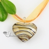 heart with lines lampwork murano italian venetian handmade glass necklaces pendants yellow