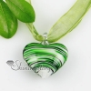 heart with lines lampwork murano italian venetian handmade glass necklaces pendants green