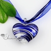 heart with lines lampwork murano italian venetian handmade glass necklaces pendants dark blue