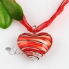 heart with lines lampwork murano italian venetian handmade glass necklaces pendants red