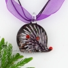 hedgehog with flowers inside glitter murano glass necklaces pendants purple