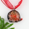 hedgehog with flowers inside glitter murano glass necklaces pendants red