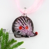 hedgehog with flowers inside glitter murano glass necklaces pendants pink