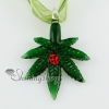 hemp leaf ladybug murano glass neckalce pendants jewelry green