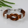 knot genuine leather bracelets for man and women brown