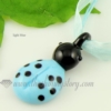 ladybug lampwork murano glass necklaces pendants jewelry light blue