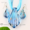 leaf foil venetian murano glass pendants and earrings jewelry light blue